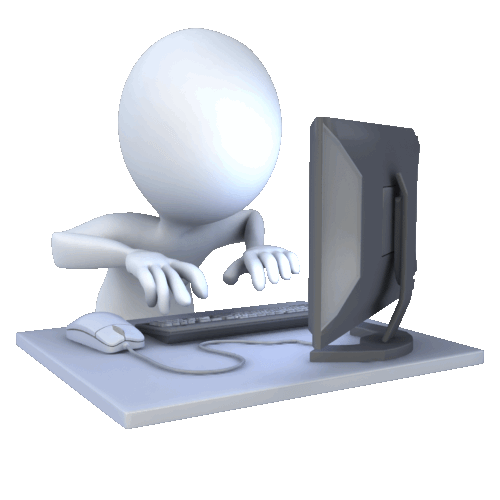 An animated computer sitting on top of a table