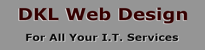A close up of a logo, the text says: 'DKL Web Design For All Your I.T. Services'
