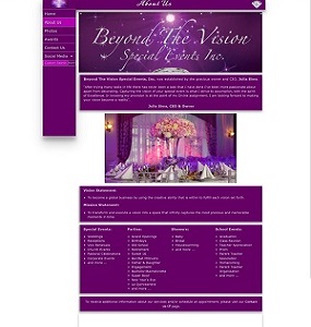 A screenshot of a tablet, the text says: 'Beyond The Vision Special Events Website'
